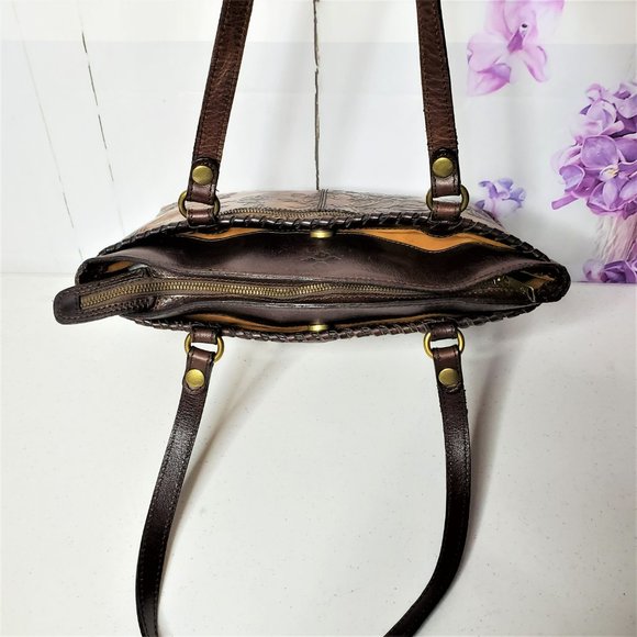 *SOLD* Patricia Nash Floral Poppy Florence Embossed Leather Shoulder Bag Tote - Picture 6 of 14